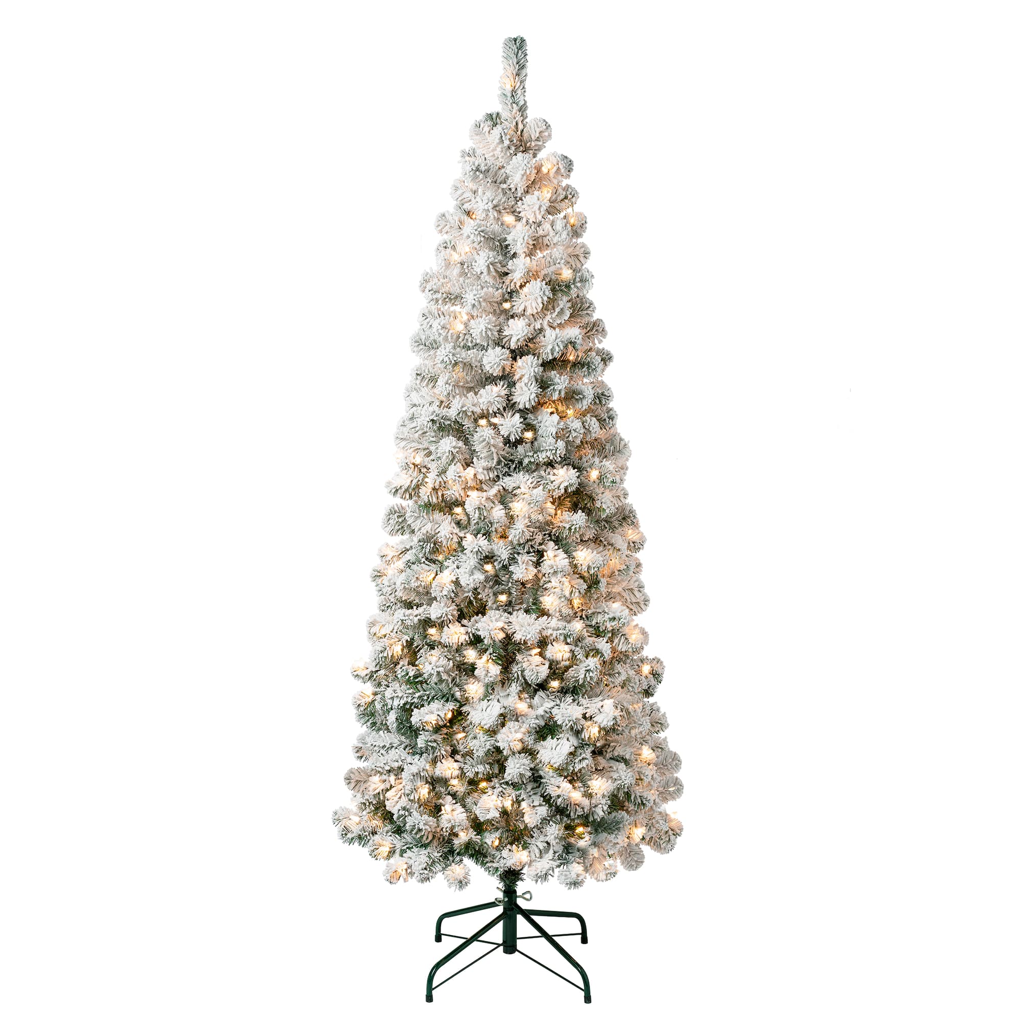 6ft. Pre-Lit Acacia Medium Flocked Artificial Christmas Tree, Clear Lights
